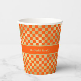 Oranje Gold Checkered Paper cup Papieren Bekers