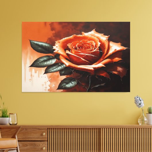 Oranje gotisch Roos Canvas Afdruk (Insitu (Woonkamer))