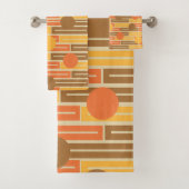 Oranje, goud, bruine rechthoeken en cirkels bad handdoek (Insitu)