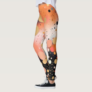 Oranje Goud Zwart Party Print Leggings