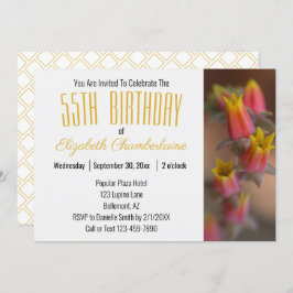 Oranje goudbloem Succulent 55e verjaardag Kaart