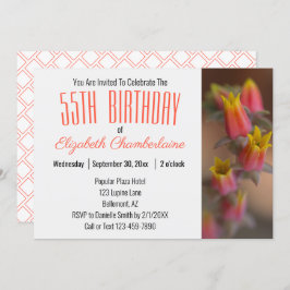 Oranje goudbloem Succulent 55e verjaardag Kaart