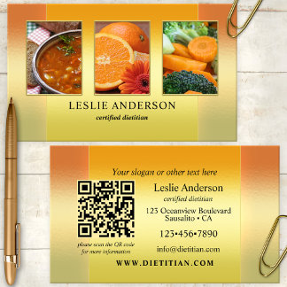 Oranje Gouden Foto's Diëtist Voedingsdeskundige QR Visitekaartje