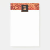 Oranje gouden gebladerte bladeren patroon monogram post-it® notes (Voorkant)