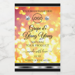 Oranje Gouden Glitter Productlabels Diamanten Logo Voedselcontainer Etiket