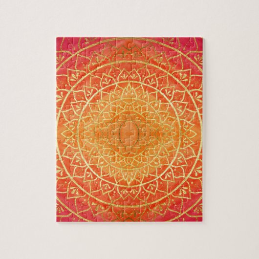 Oranje goudmandala legpuzzel (Verticaal)