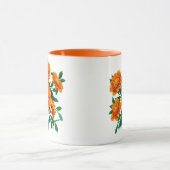 Oranje goudsbloem boeket met groene bladeren mok (Midden)