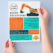 Oranje graafmachine, bouwers Reclame Flyer (Hand)