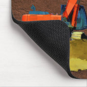 Oranje graafmachine en gele pomp muismat (Hoek)