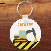 Oranje graafmachines, constructievoertuigen, voor  sleutelhanger (Voorkant)