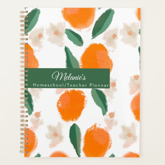 Oranje Greenery Teacher School Homeschool Planner (Voorkant)