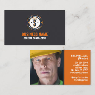 Oranje Grey Business Logo Aannemers Visitekaartje