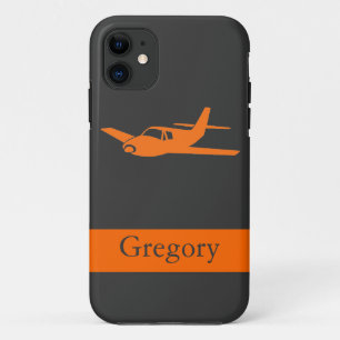 oranje grijs vliegtuig, telefoon 5 hoesje