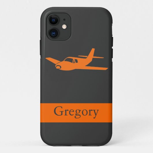 oranje grijs vliegtuig, telefoon 5 hoesje (Achterkant)