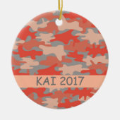 Oranje Grijze Camouflage Naam Gepersonaliseerd Keramisch Ornament (Voorkant)