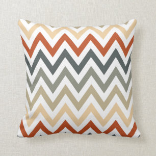 Oranje grijze Chevron Geometrische Design Kleur Kussen