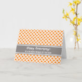 Oranje grijze cirkels Kaart Jubileum werknemer (Gele Bloem)