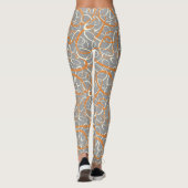 oranje grijze mod retro lussen geometrisch patroon leggings (Achterkant)