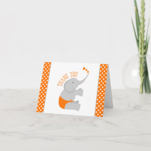 Oranje grijze olifant Baby shower Dank je wel Bedankkaart