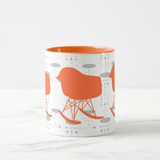 Oranje grijze patroonstoel voor middeleeuwen Silho Mok (Midden)