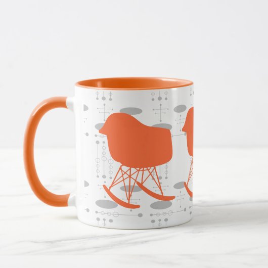 Oranje grijze patroonstoel voor middeleeuwen Silho Mok (Links)