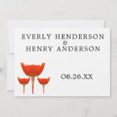 Oranje & Grijze Poppy Vlinder Bruiloft Uitnodiging (Voorkant)