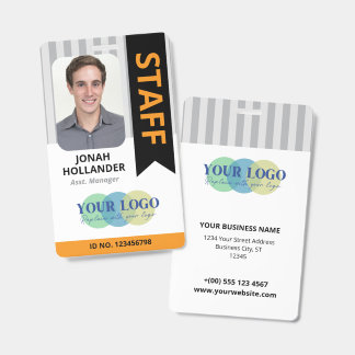 Oranje Grijze Strepen Uw Logo Personeels ID Badge