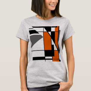 Oranje Grijze Zwart Geometrische Mozaïek MCM Look T-shirt