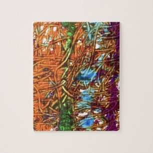 Oranje, Groen, Blauw, Paarse Marmer Kunstwerk Legpuzzel