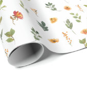 Oranje groen bloembotanisch cadeaupapier (Rol Hoek)