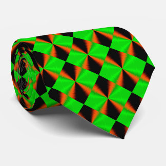 Oranje groen diamantpatroon stropdas