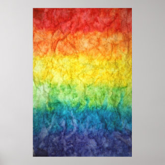 Oranje groen en blauw abstract schilderij poster