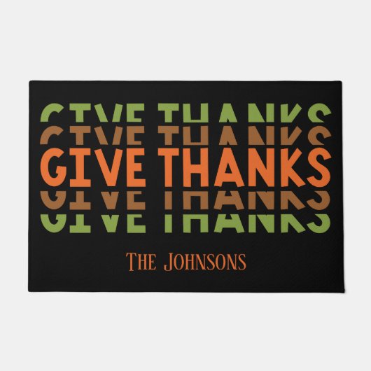 Oranje groen geeft Bedankt Herfst Thanksgiving Deurmat (Voorkant)