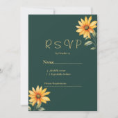 Oranje groen gouden zonnebloem bloemen RSVP Kaart (Voorkant)