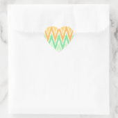 Oranje Groen Ikat Chevron Zig Zag Stripes Pattern Hart Sticker (Tas)