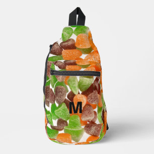 Oranje groen rood kauwgom snoep besproeiing suiker sling bag