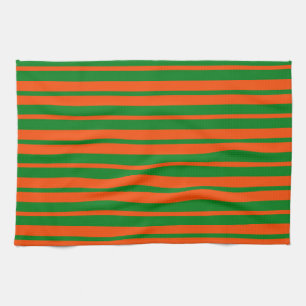 Oranje Groen Stijlvolle Strepen Patroonontwerp Theedoek