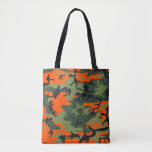 Oranje, Groen, Zwart Camo Camouflage Draagtas