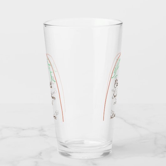 Oranje groene boho proficiat Naam toevoegen Datumb Glas (Links)