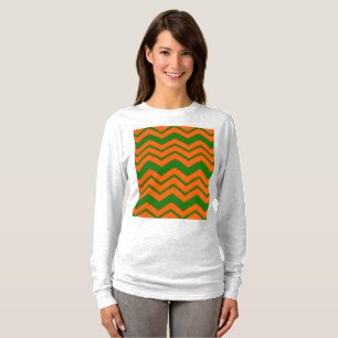 Oranje Groene Chevron Zigzag Ontwerp T-shirt