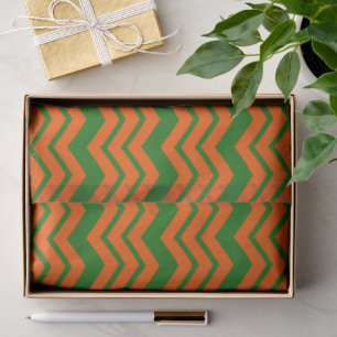 Oranje Groene Chevron Zigzag Ontwerp Tissuepapier