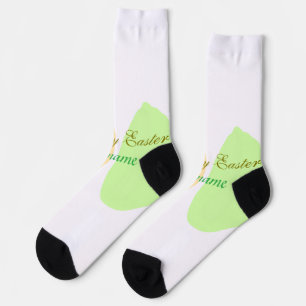Oranje groene eicel Happy Easter Naam toevoegen Si Sokken