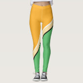 Oranje, groene, gele diagonaal leggings (Voorkant)