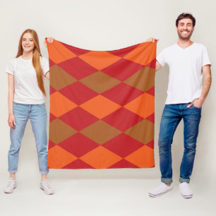 Oranje Groene Geruite Diamant Fleece Deken