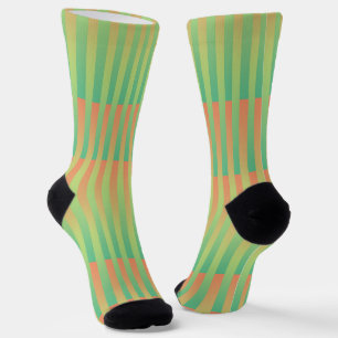 Oranje Groene Gestreepte Patroon Sokken