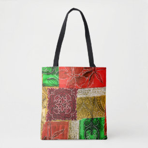 Oranje groene Gold Patchwork textiel Draagtas