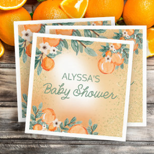 Oranje Groene Jongen Meisje Citrus Vrucht Baby Sho Servet