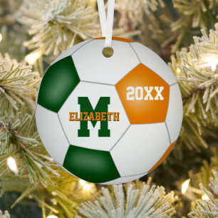 oranje groene jongens team kleuren voetbal metalen ornament