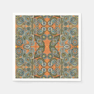 oranje groene paisley servet