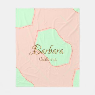 Oranje groene pastel Boho Naam toevoegen Plaats ru Fleece Deken